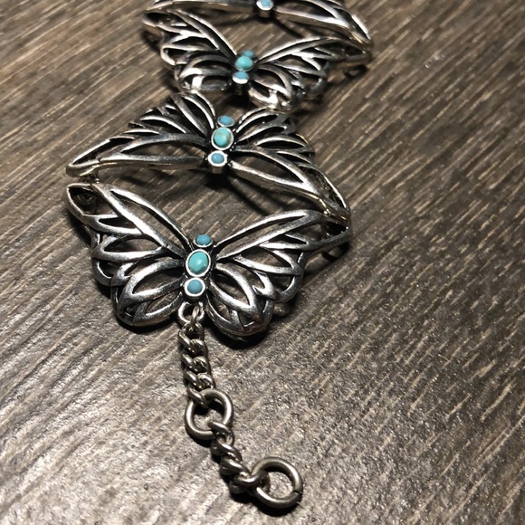 Fossil Silver-Tone Turquoise Butterfly Bracelet - Picture 5 of 11